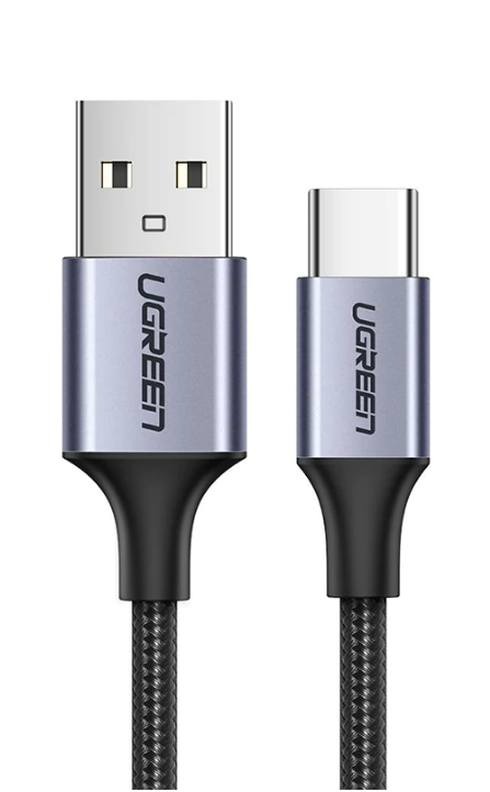 CABLU alimentare si date Ugreen, "US288", Fast Charging Data Cable pt. smartphone, USB la USB Type-C 3A, nickel plating, braided, 2m, negru "60128" - 6957303861286