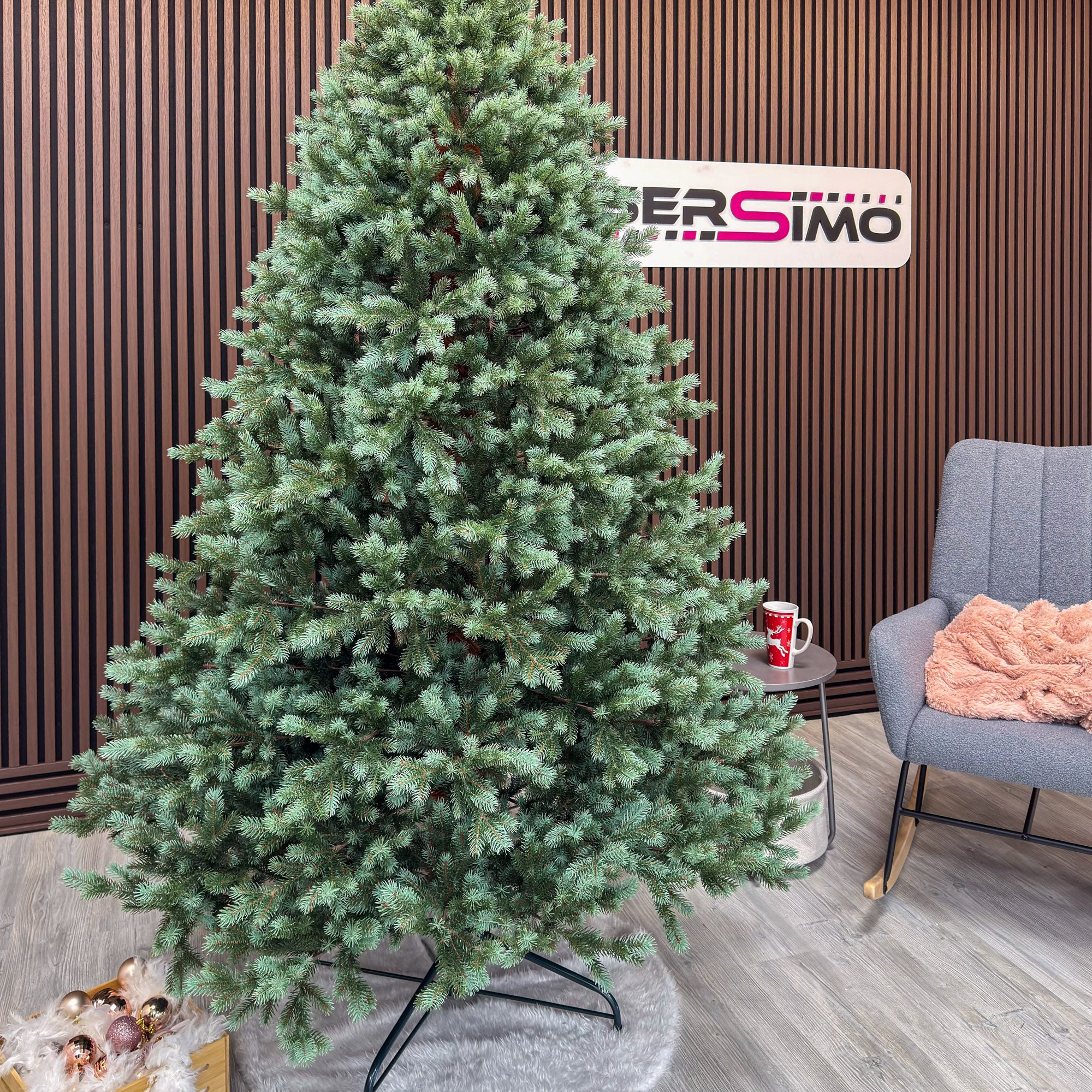 Brad artificial Sersimo, Hollandia, verde cu varfuri argintii, integral 3D, 230 cm