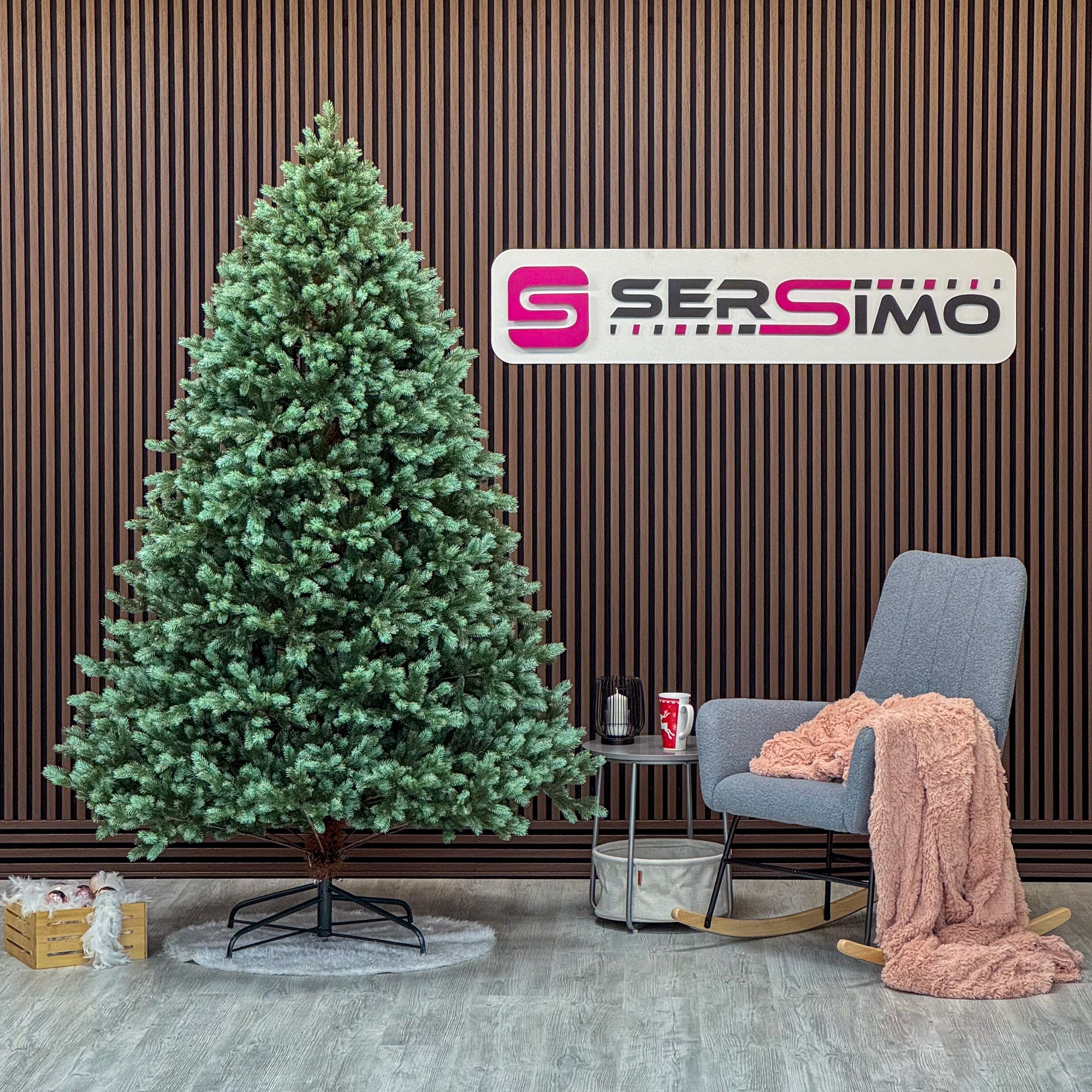 Brad artificial Sersimo, Hollandia, verde cu varfuri argintii, integral 3D, 230 cm