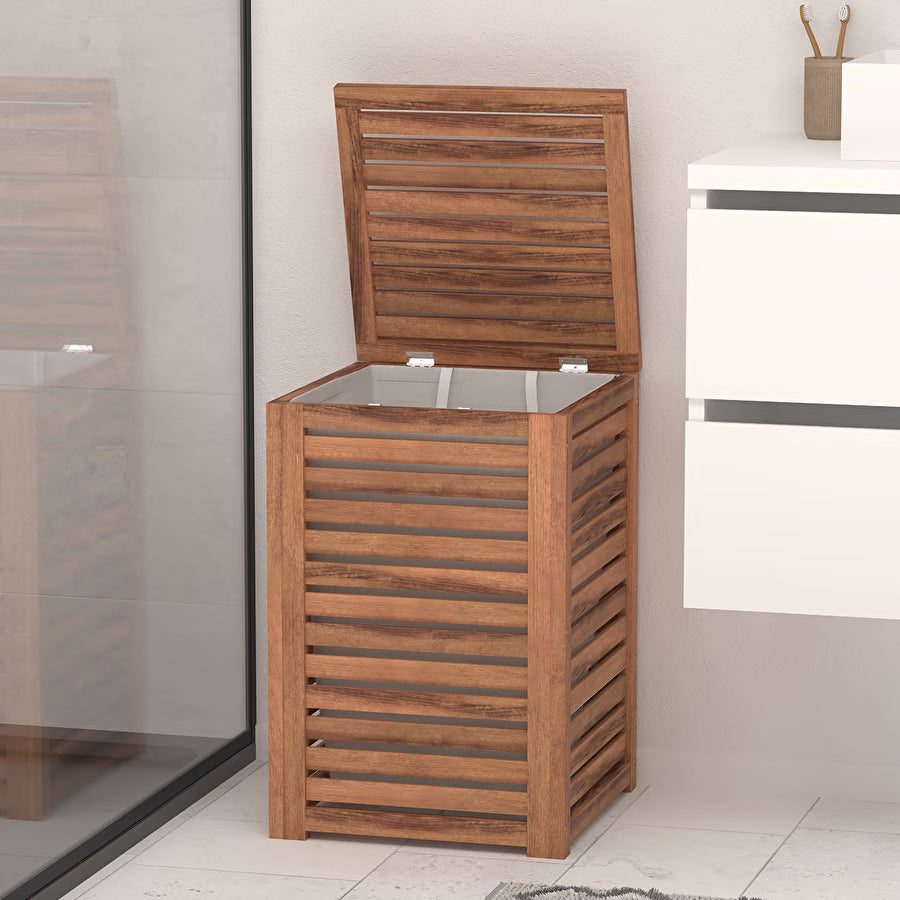Cos rufe 65L 5Five Acacia din lemn de acacia, 40x40x60 cm, natur