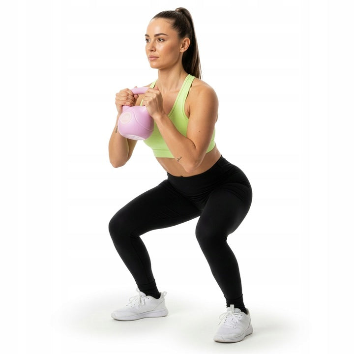 Kettlebell 2 kg, bitum cu invelis rezistent ABS, 16x19 cm, roz