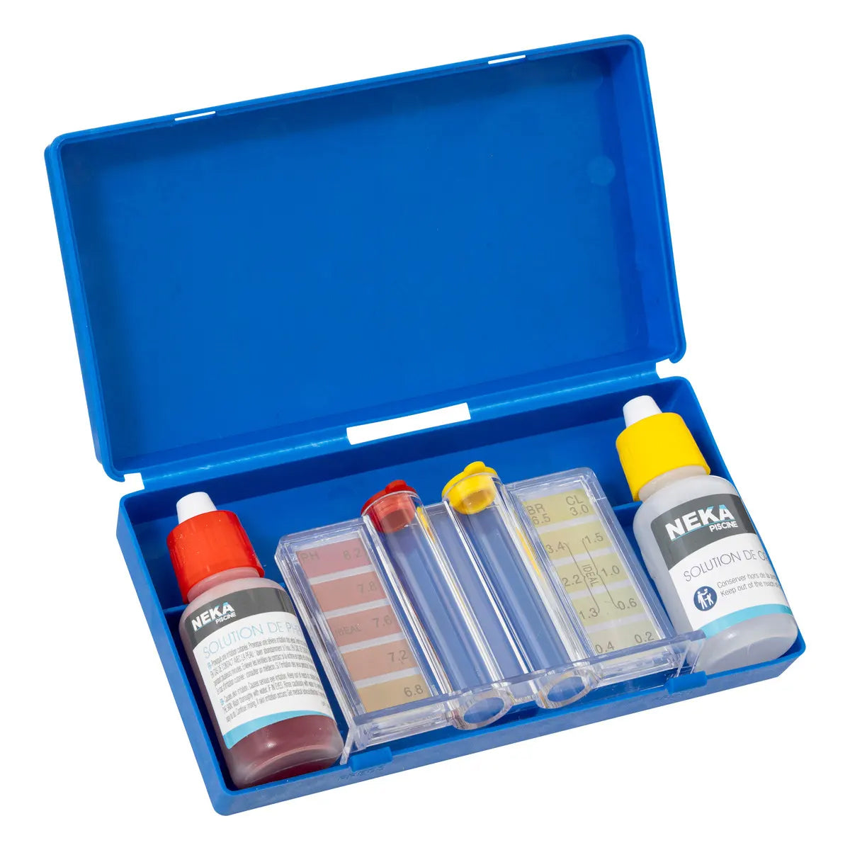 Kit test analiza apa, pentru piscine si SPA, masurare pH si clor, cu reactivi lichizi