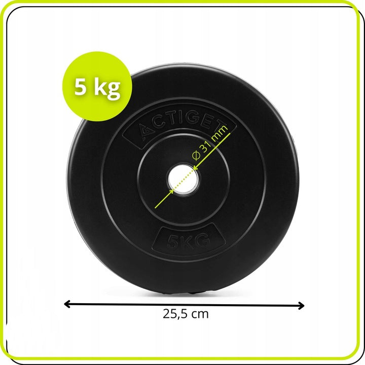 Disc greutate haltera 5 kg, 31 mm, compozit bitumic, PP, 26x5 cm, negru