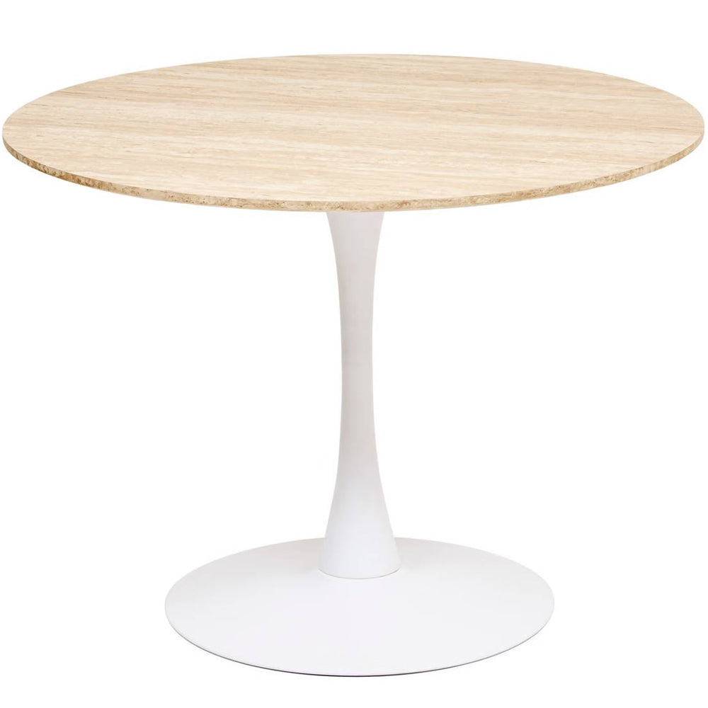 Masa rotunda Atmosphera Elias, 102x74 cm, MDF si metal, bej si alb