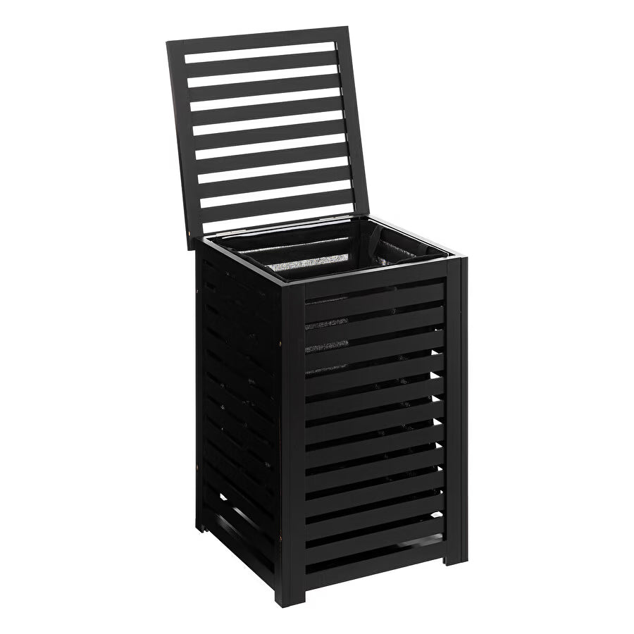 Cos rufe 5Five Sicela din lemn MDF, capacitate 65 litri, 40x40x58 cm, negru