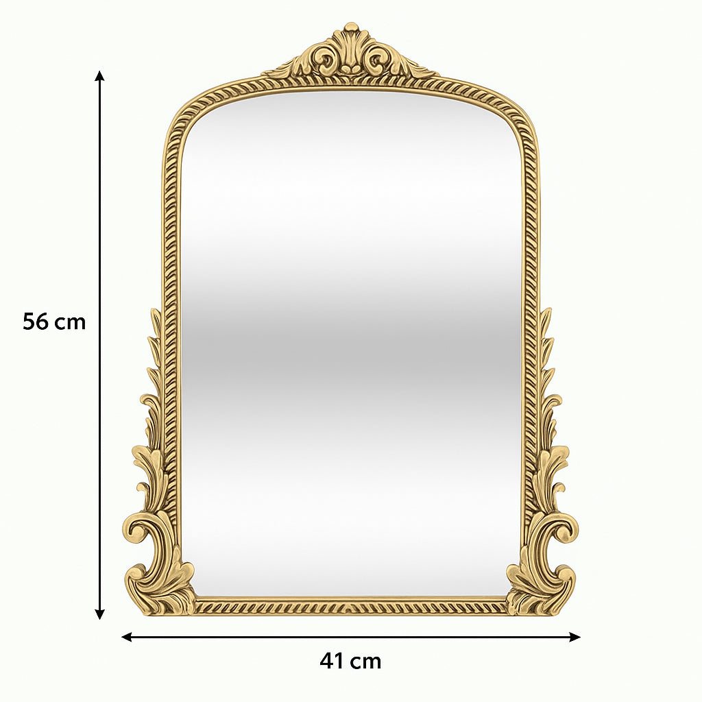 Oglinda Atmosphera Victoria cu rama sculptata, MDF si sticla, 41x51 cm, auriu