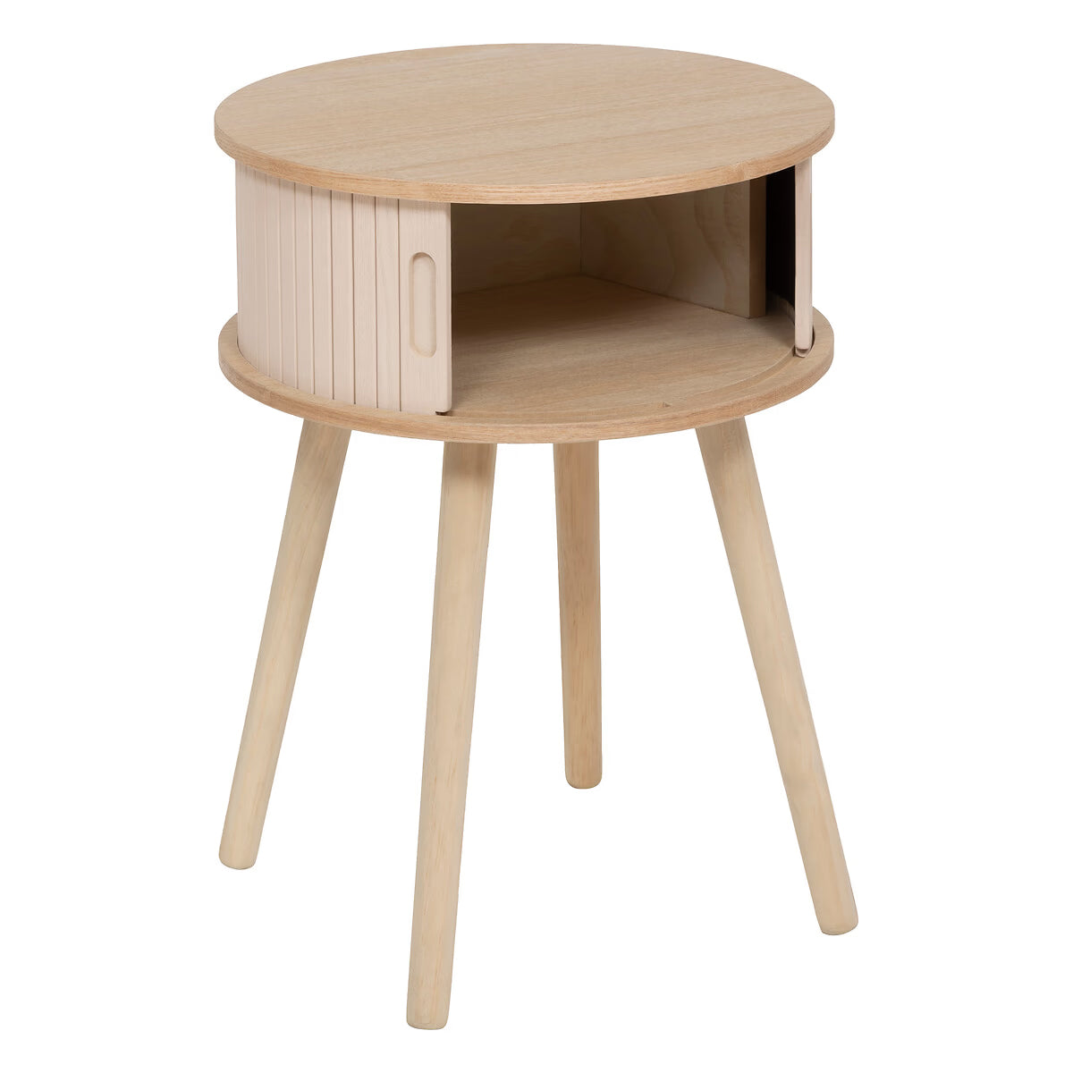 Noptiera rotunda Atmosphera Nysos cu 2 usi glisante si raft interior, 40x54 cm, crem natur