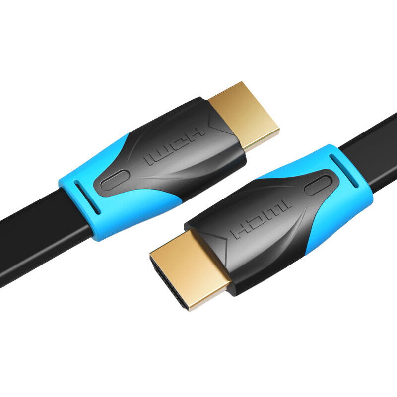 Cablu video Vention, HDMI(T) la HDMI(T), 1m, rezolutie maxima 4K la 60Hz, conectori auriti, cupru, plat, invelis PVC, negru, "VAA-B02-L100" - 6922794716452
