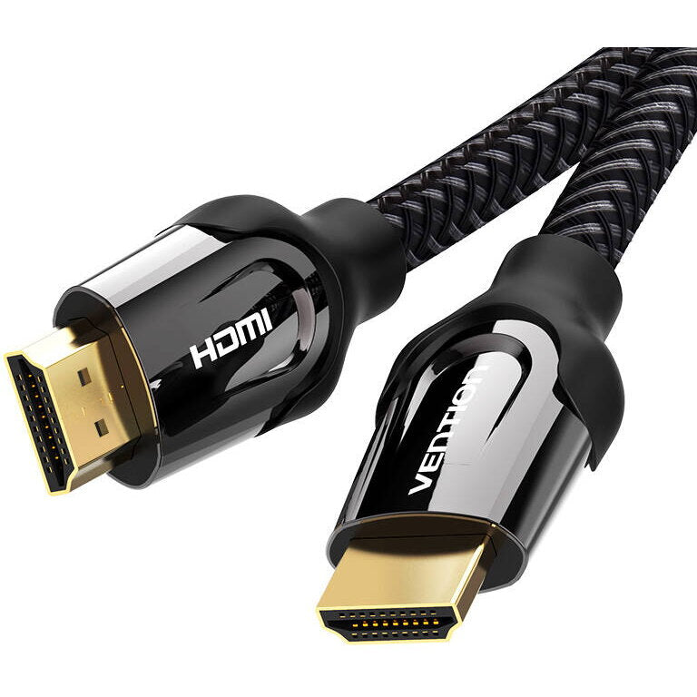 Cablu video Vention,HDMI(T) la HDMI(T),1m, rez max 4K 60Hz/1080p 60Hz,conectori auriti,cupru placat cu argint,invelis PVC si nylon braided,negru,"VAA-B05-B100" - 6922794718692