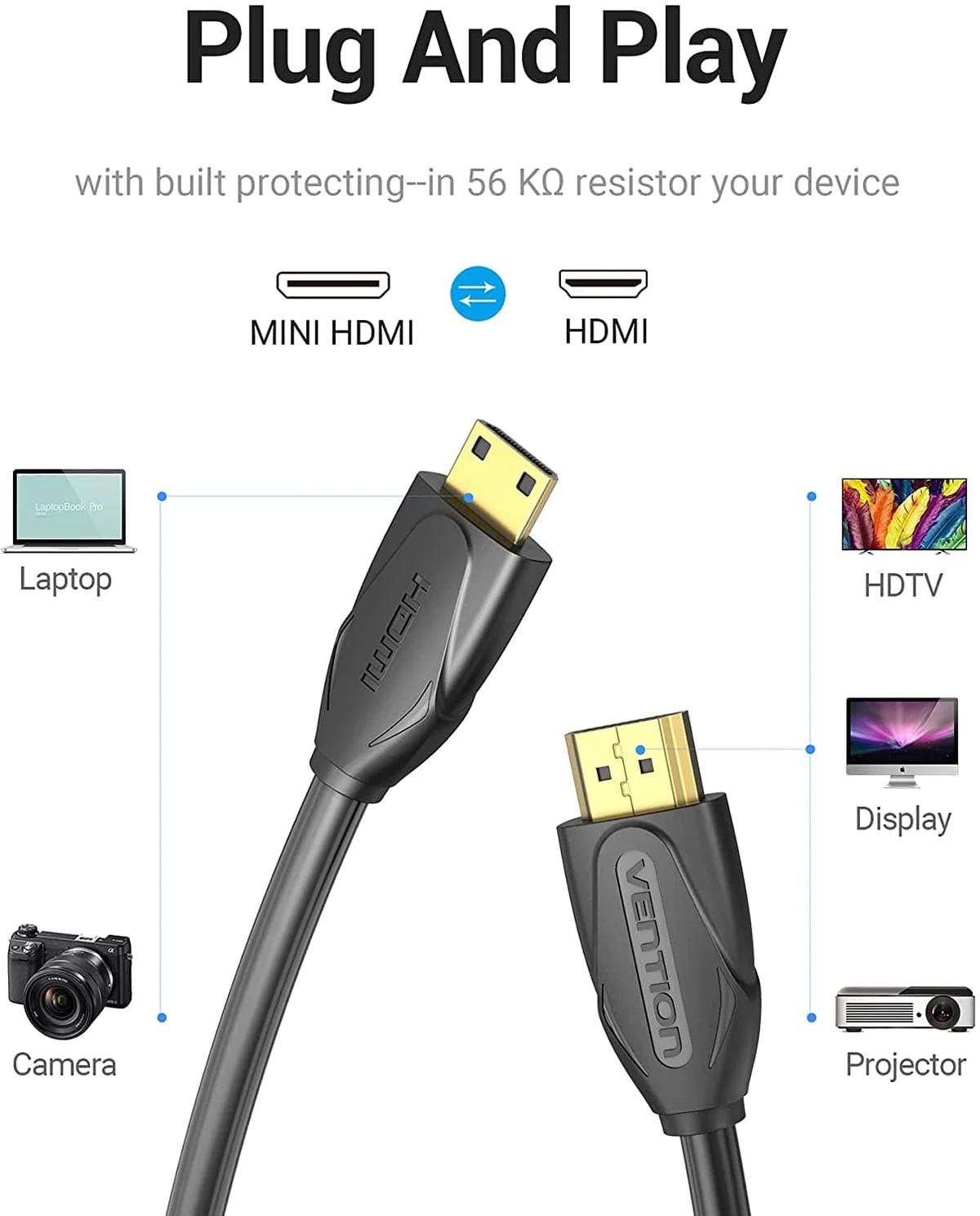 Cablu video Vention, HDMI(T) la HDMI(T), 1.5m, rezolutie maxima 4K la 60Hz, conectori auriti, cupru, plat, invelis PVC, negru, "VAA-B02-L150" - 6922794719972