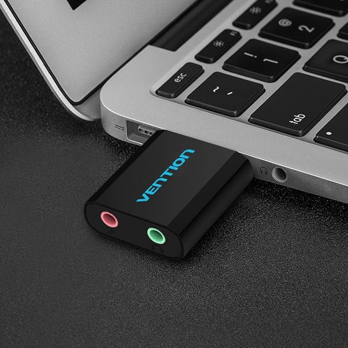 PLACA de SUNET Vention, extern, 2.1, interfata USB 2.0 (T) la 2x 3.5mm Jack (M), negru, "VAB-S17-B"