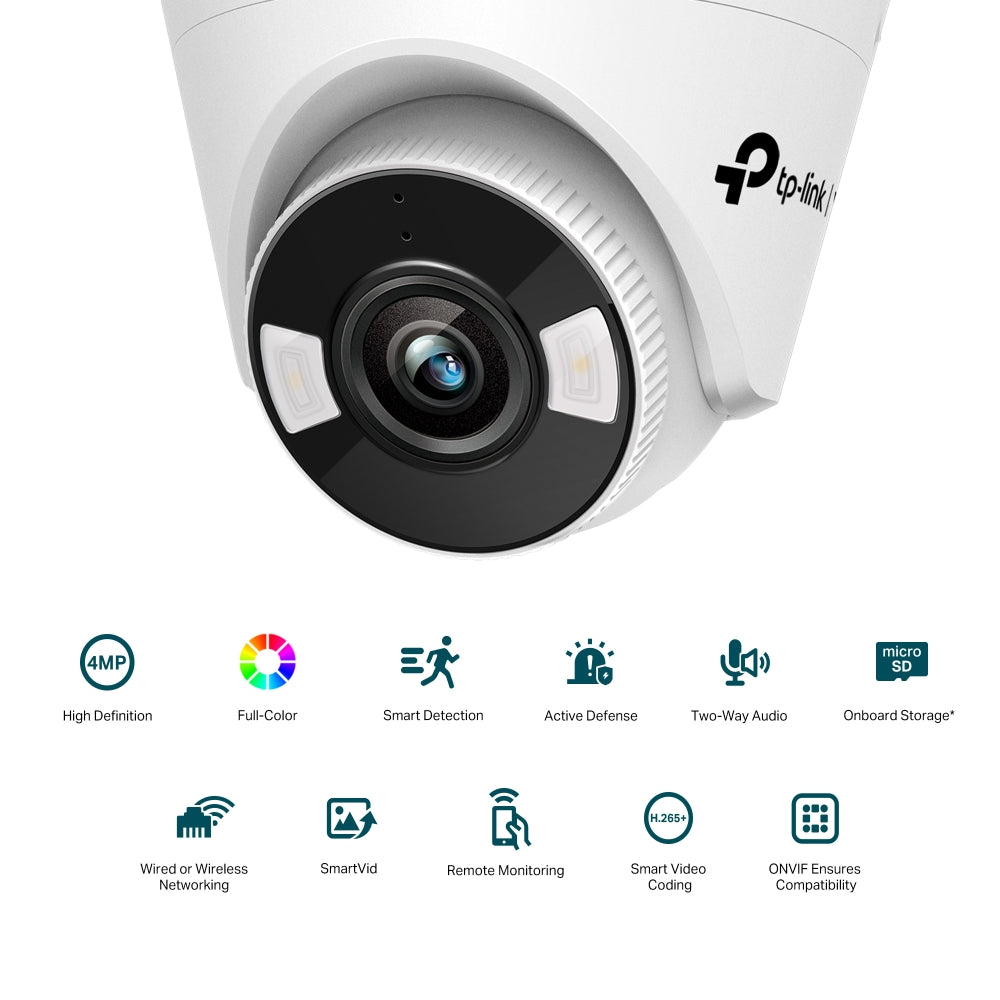 CAMERA IP TP-LINK VIGI, turret, pt. interior, dist. IR 30 m, tip lentila fixa 4 mm, 4 Mpx, 1 x RJ45 10/100M, carcasa plastic, POE, "VIGI C440(4mm)"