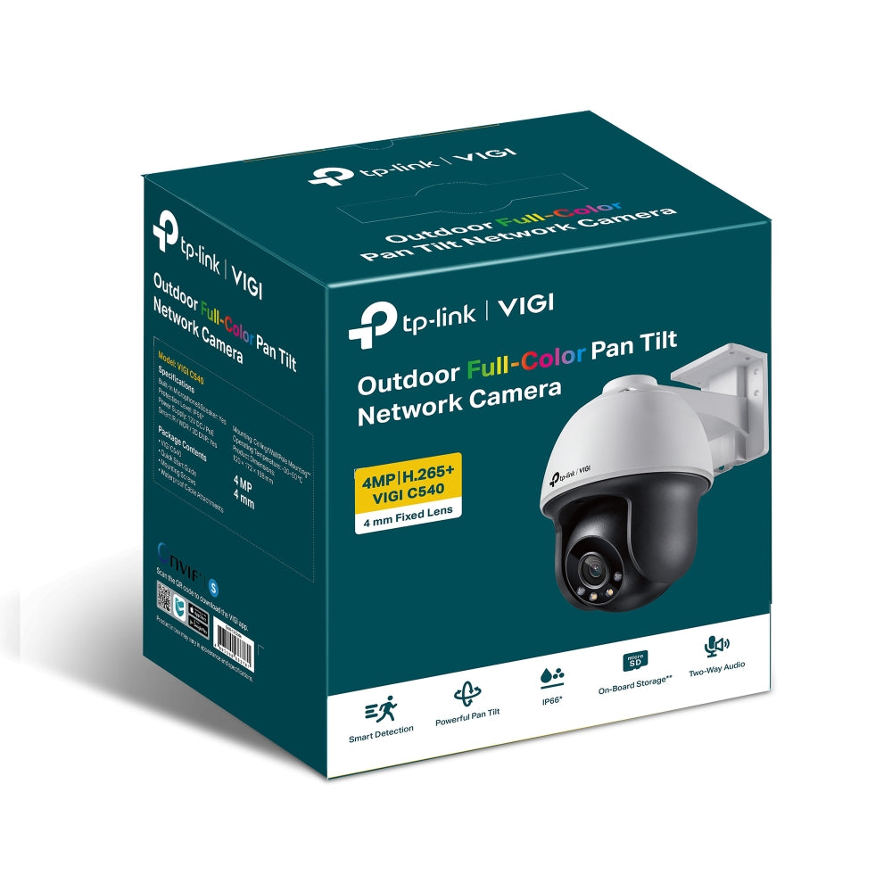 CAMERA IP TP-LINK VIGI, Pan Tilt, pt. exterior, dist. IR 30 m, tip lentila fixa 4 mm, 4 Mpx, 1 x RJ45 10/100M, carcasa plastic, POE, "VIGI C540(4mm)"