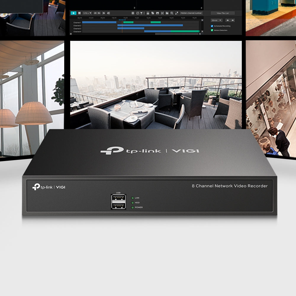 NVR TP-Link VIGI, 8 canale, capacitate max 10 TB, porturi HDMI | VGA | Retea RJ45 | 2 x USB 2.0, "VIGI NVR1008H"