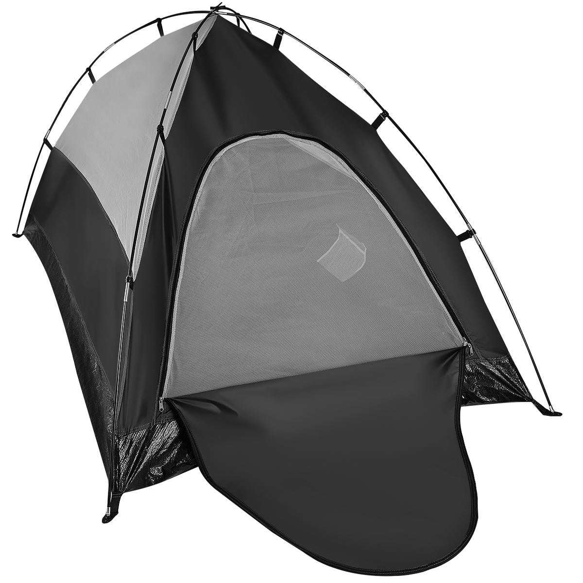 Cort camping 2 persoane, cu plasa anti-insecte, impermeabil 1000 mm, 260x120x100 cm, verde