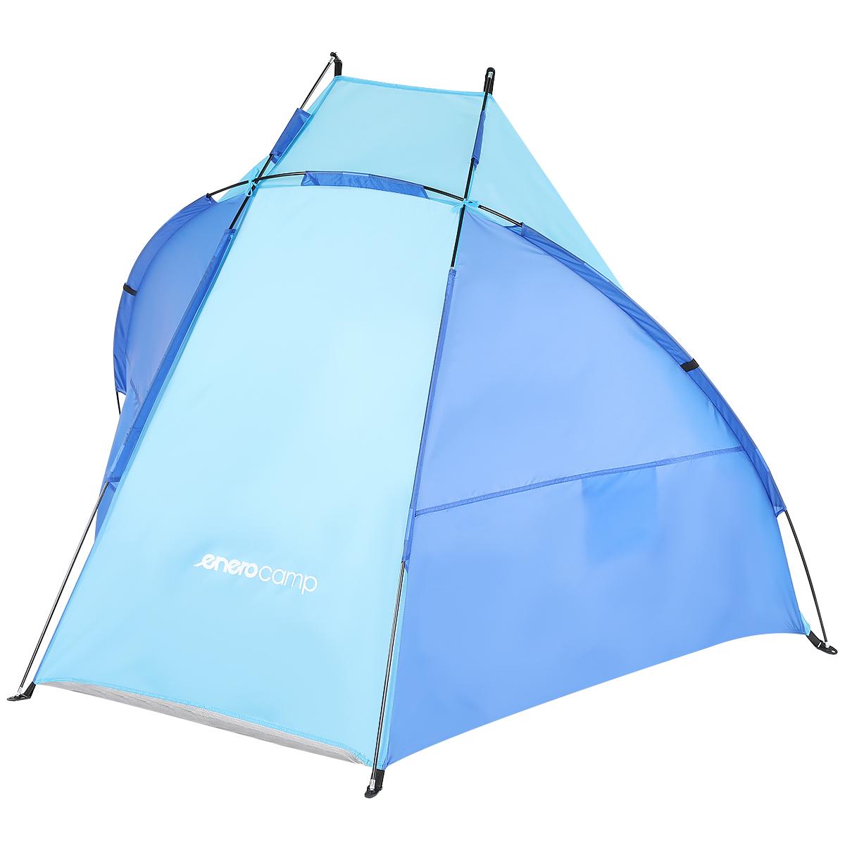 Cort plaja pentru 2 persoane, cu protectie UV si podea izolanta, 200x100x105 cm, albastru