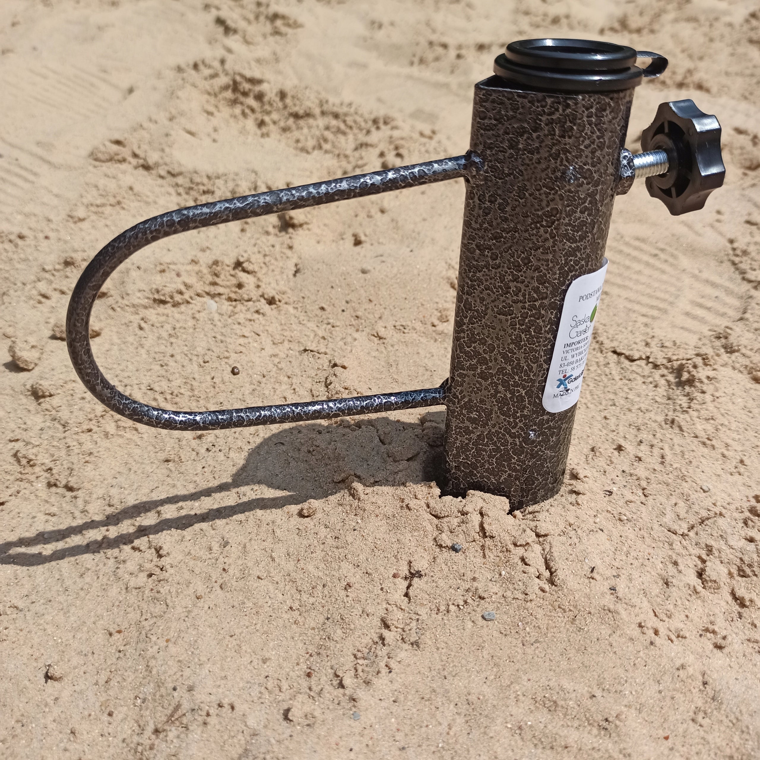 Suport metalic pentru umbrela de plaja sau gradina, cu infigere in sol, diametru tije 25–35 mm, 42 cm