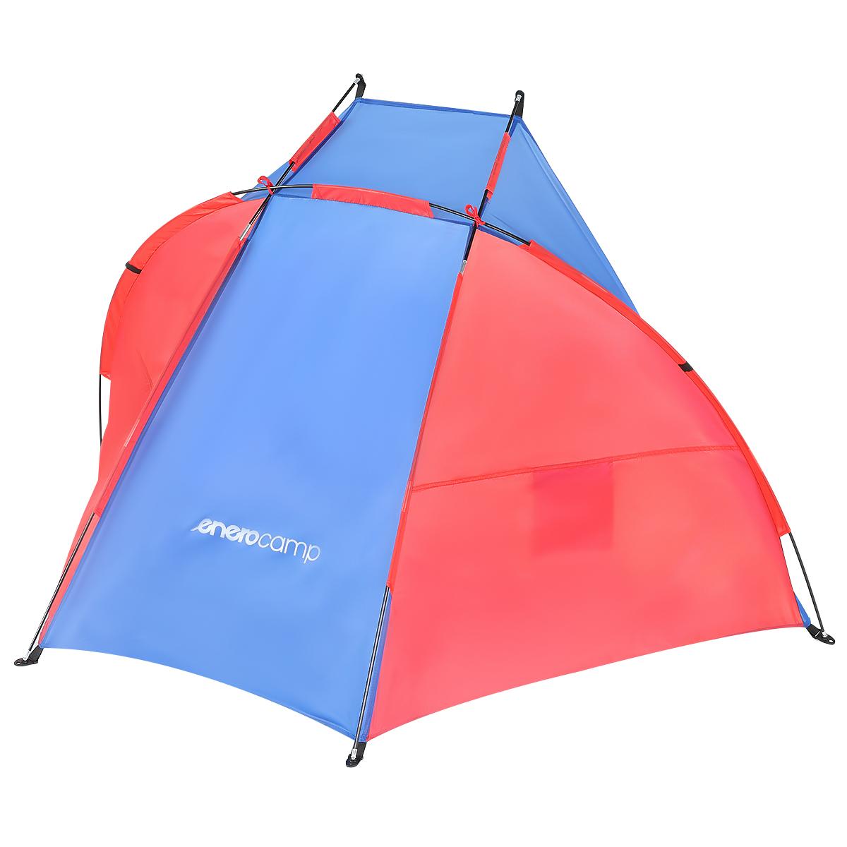 Cort plaja pentru 2 persoane, cu protectie UV si podea izolanta, 200x120x120 cm, albastru si roz