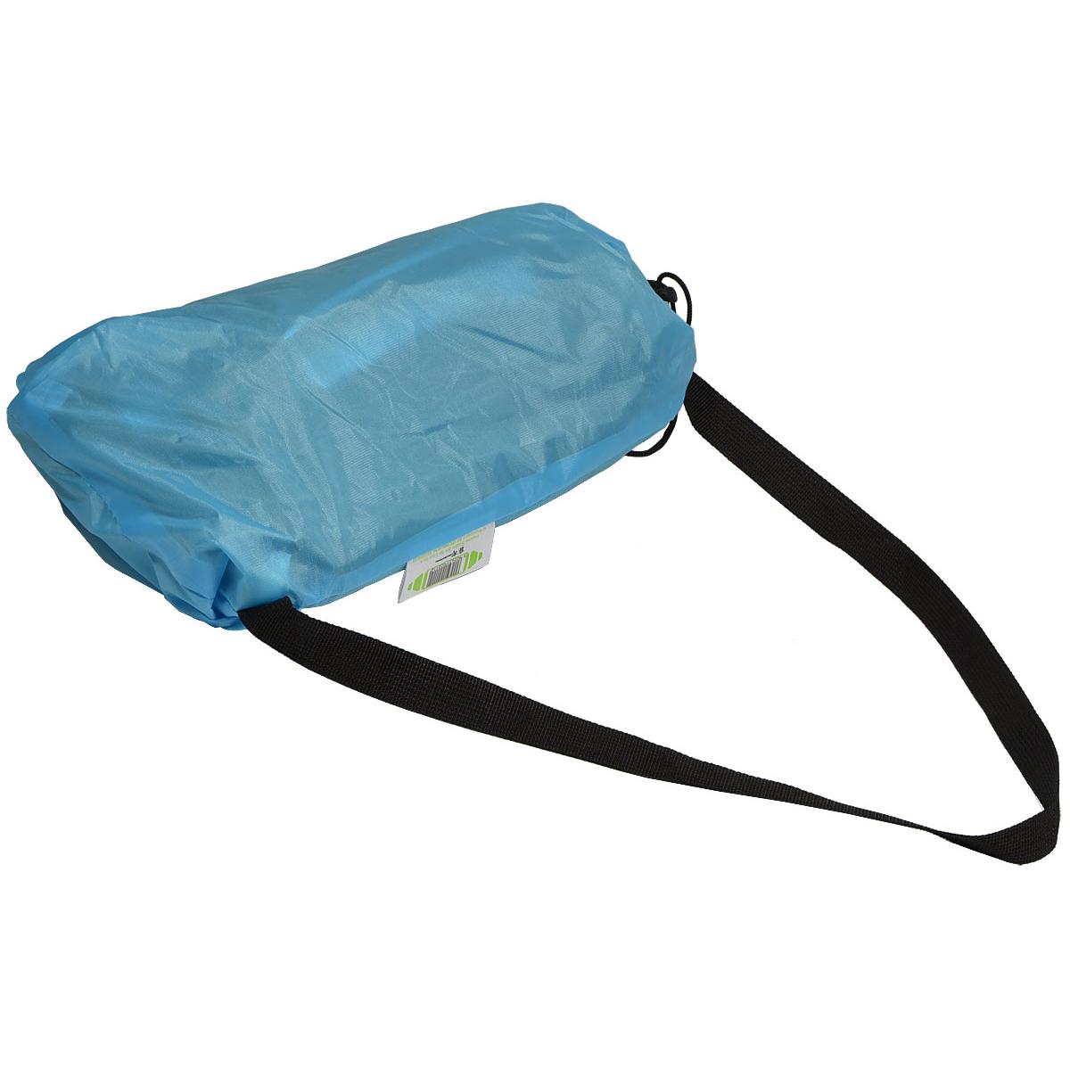 Saltea gonflabila pentru plaja cu pliere rapida, maxim 180kg, 180x70x50 cm, albastru si negru