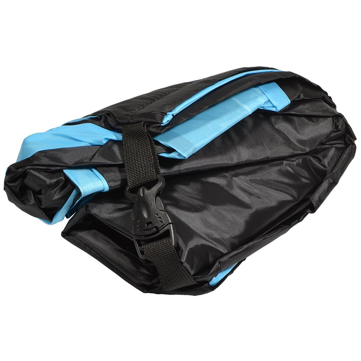 Saltea gonflabila pentru plaja cu pliere rapida, maxim 180kg, 180x70x50 cm, albastru si negru