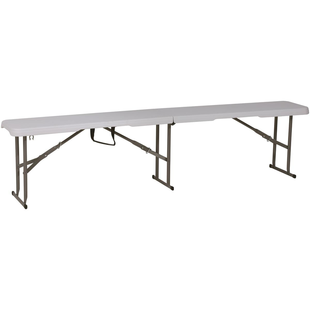 Banca pliabila pentru evenimente si catering, 183x28x43 cm, din HDPE si otel, alb