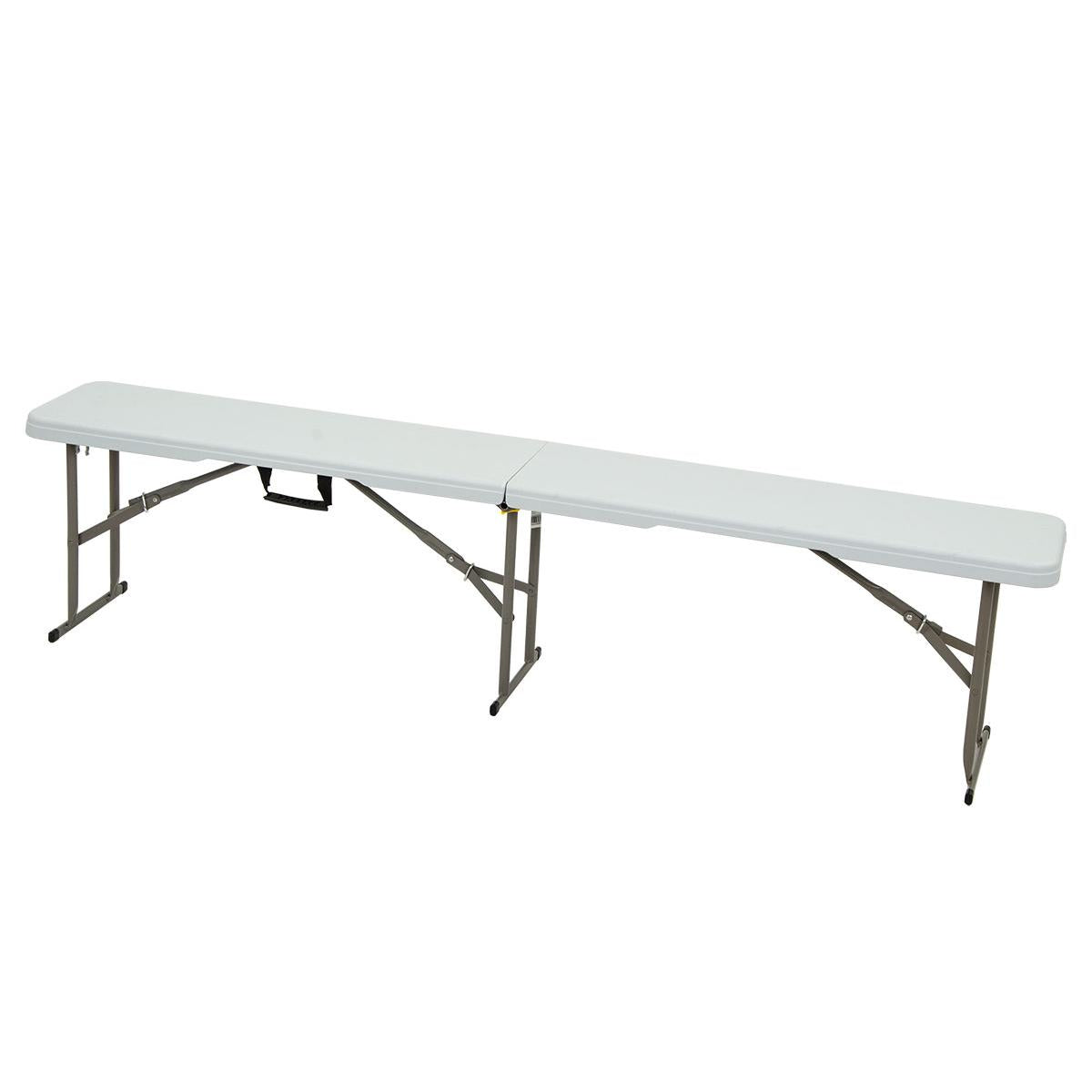 Banca pliabila pentru evenimente si catering, 183x28x43 cm, din HDPE si otel, alb