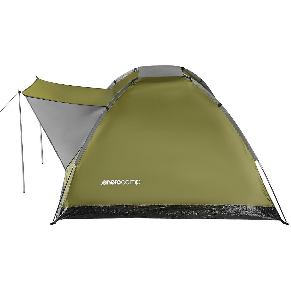 Cort camping 4 persoane, impermeabil 3000 mm, 200x200x115 cm, plasa insecte, verde