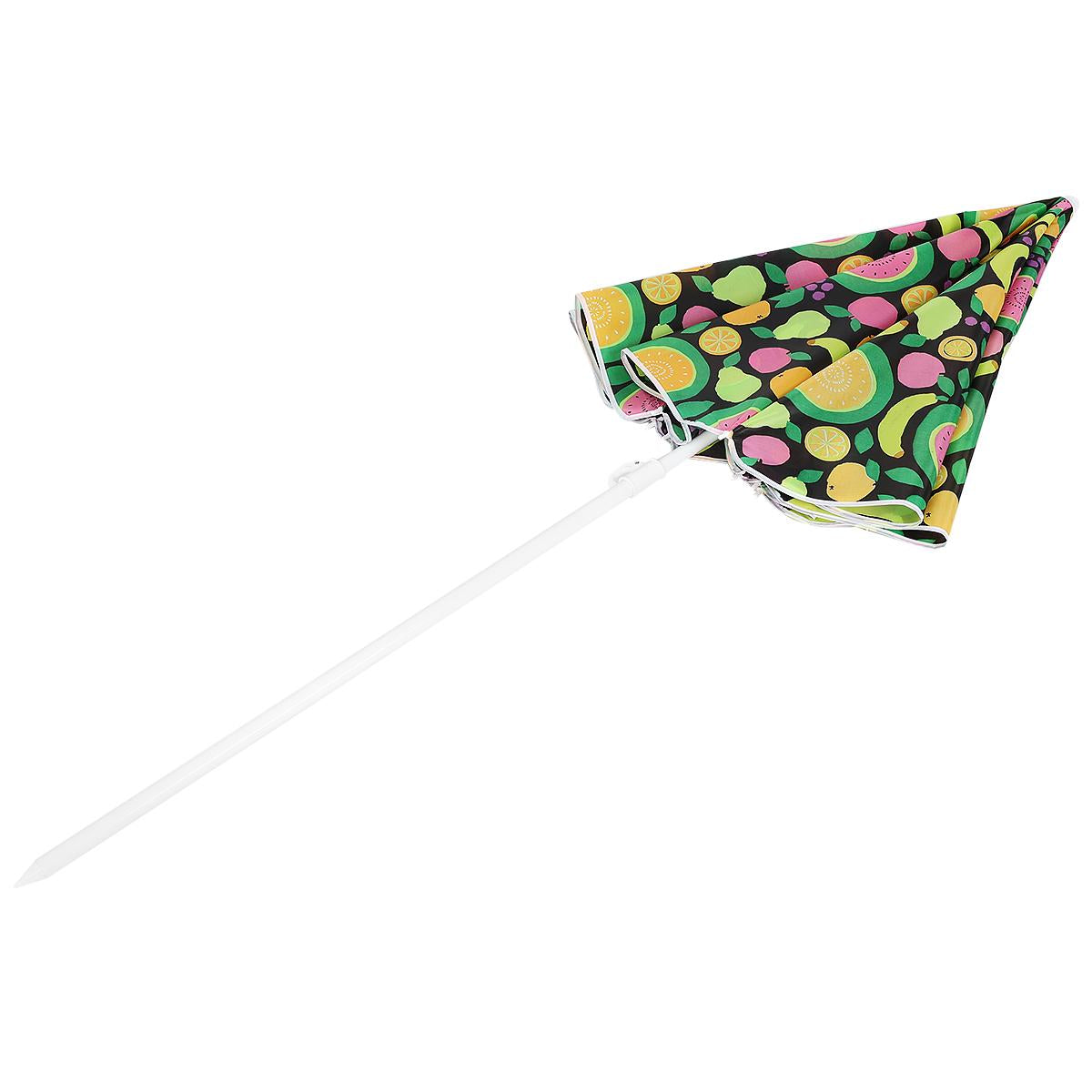 Umbrela de plaja 160 cm cu structura metalica, inclinare reglabila si husa transport, multicolor