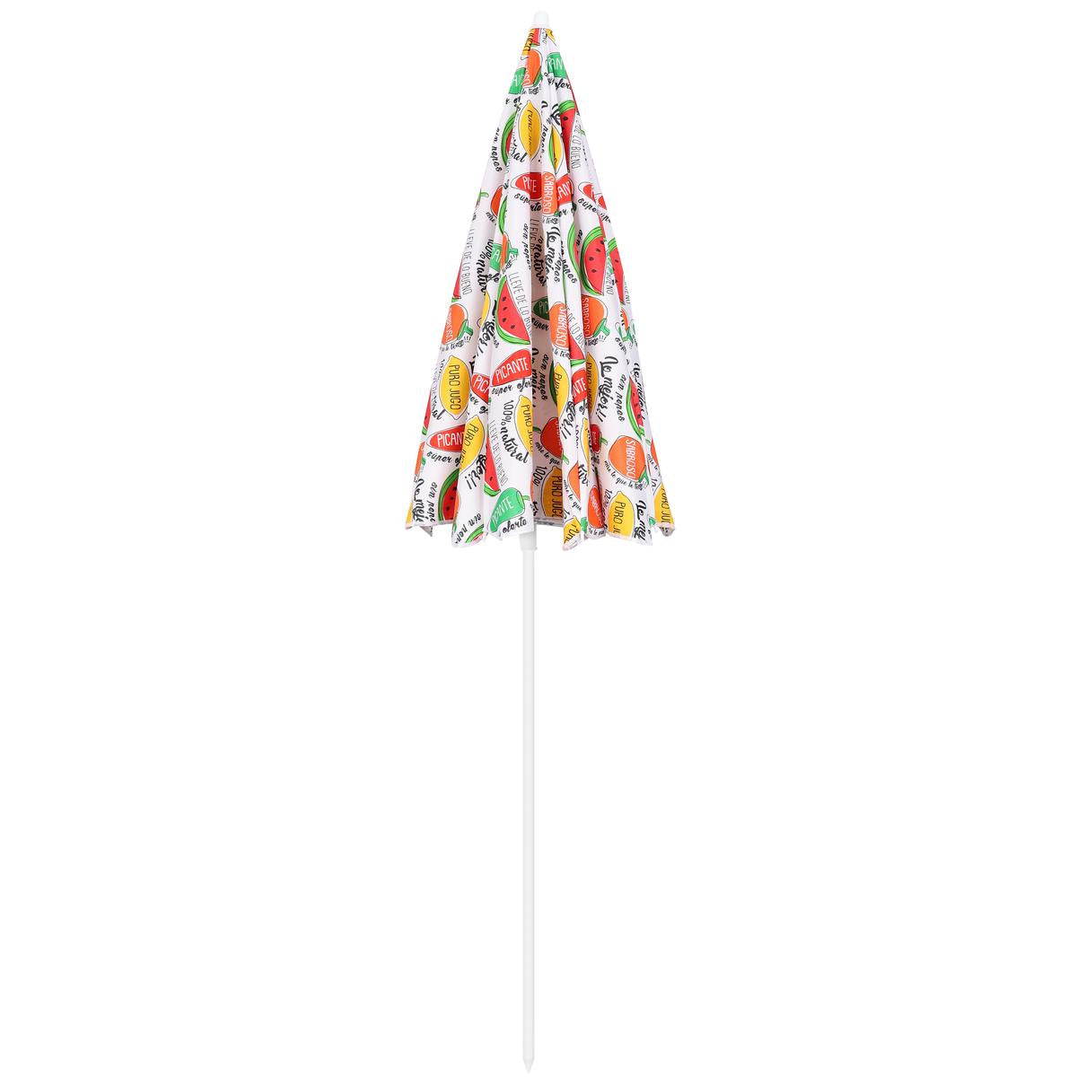 Umbrela plaja 180 cm cu imprimeu fructe, structura otel, reglabila pe inaltime si inclinare, multicolor