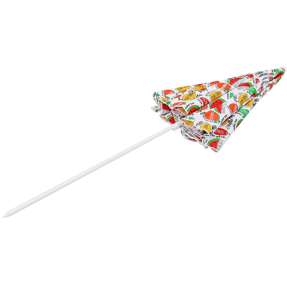 Umbrela plaja 180 cm cu imprimeu fructe, structura otel, reglabila pe inaltime si inclinare, multicolor