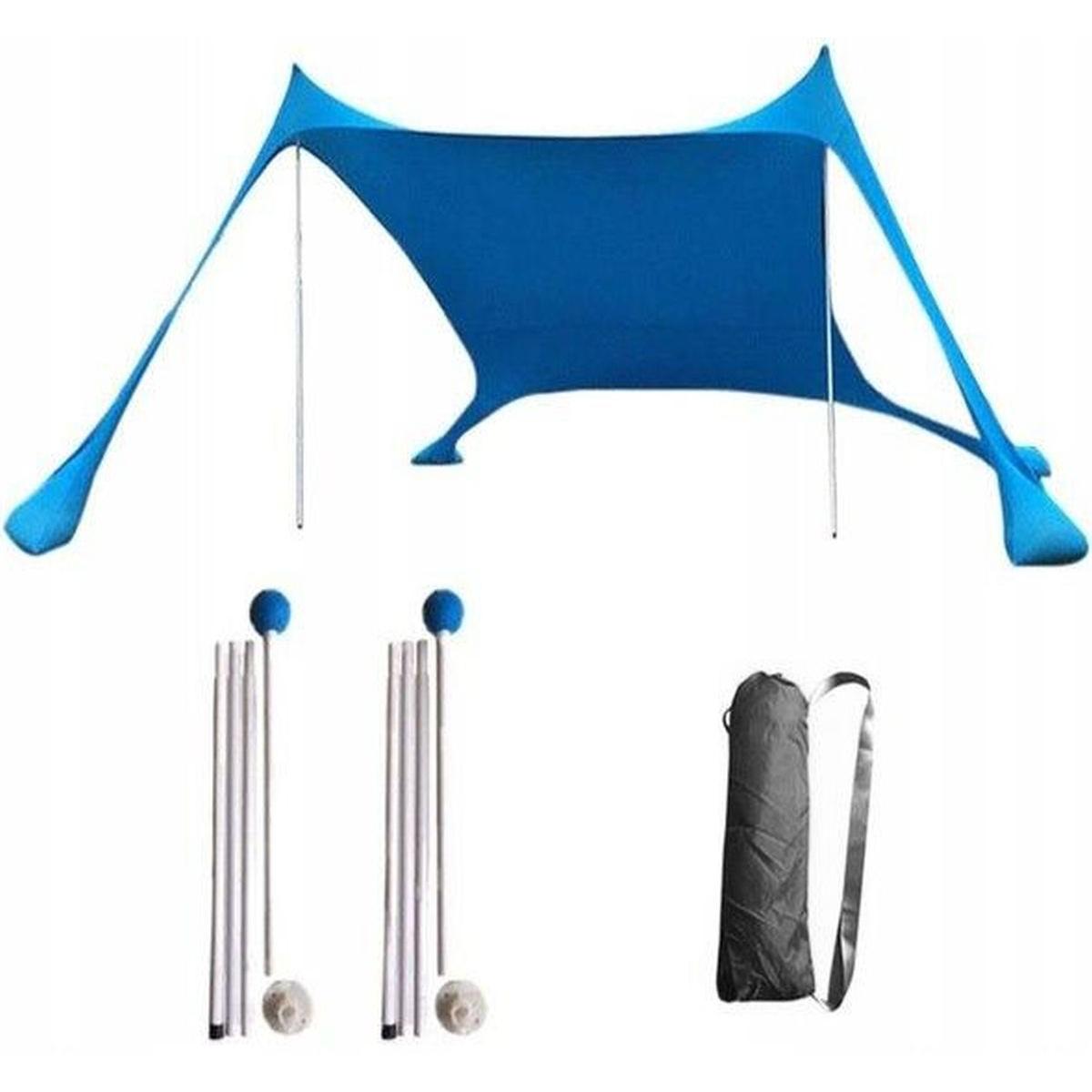Pavilion turistic de plaja tip cort, cu structura metalica, 210x200x150 cm, albastru