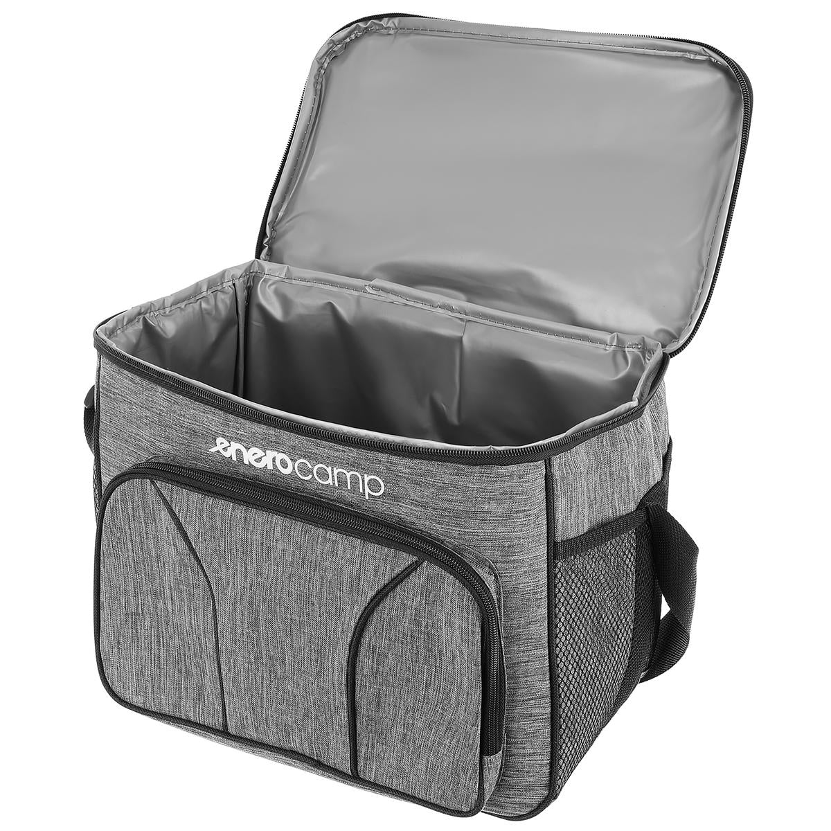Geanta termica 18L cu buzunare laterale, strat termoizolant PEVA si curea reglabila, 33x21x26 cm, gri