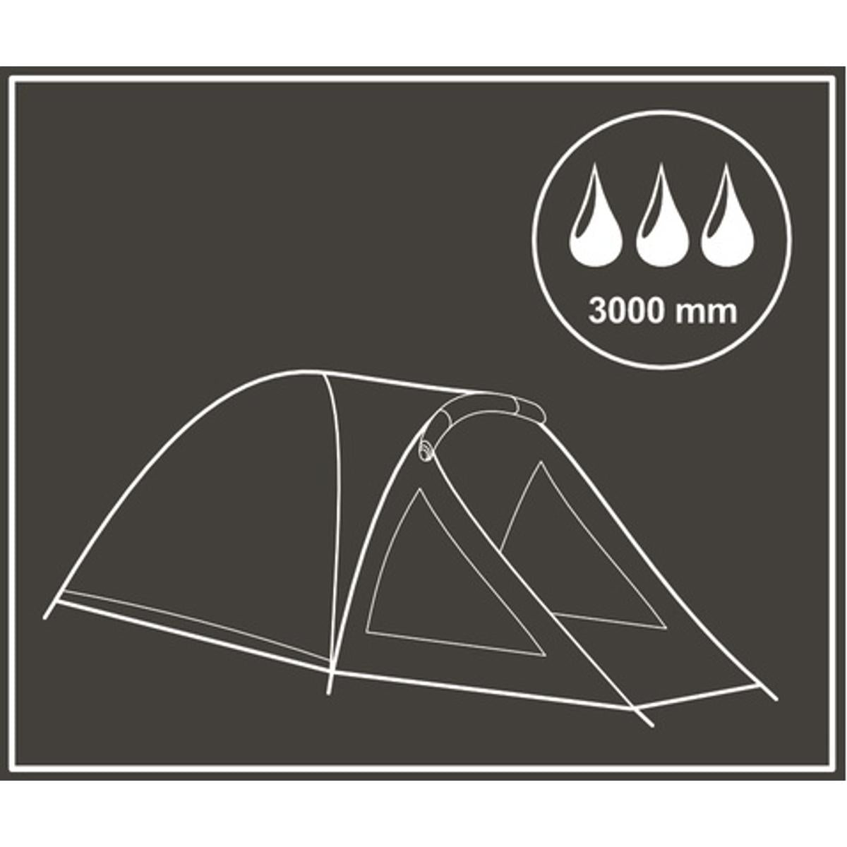 Cort camping 4 persoane cu antreu, protectie UV, impermeabil 3000 mm, 330x250x105 cm, gri