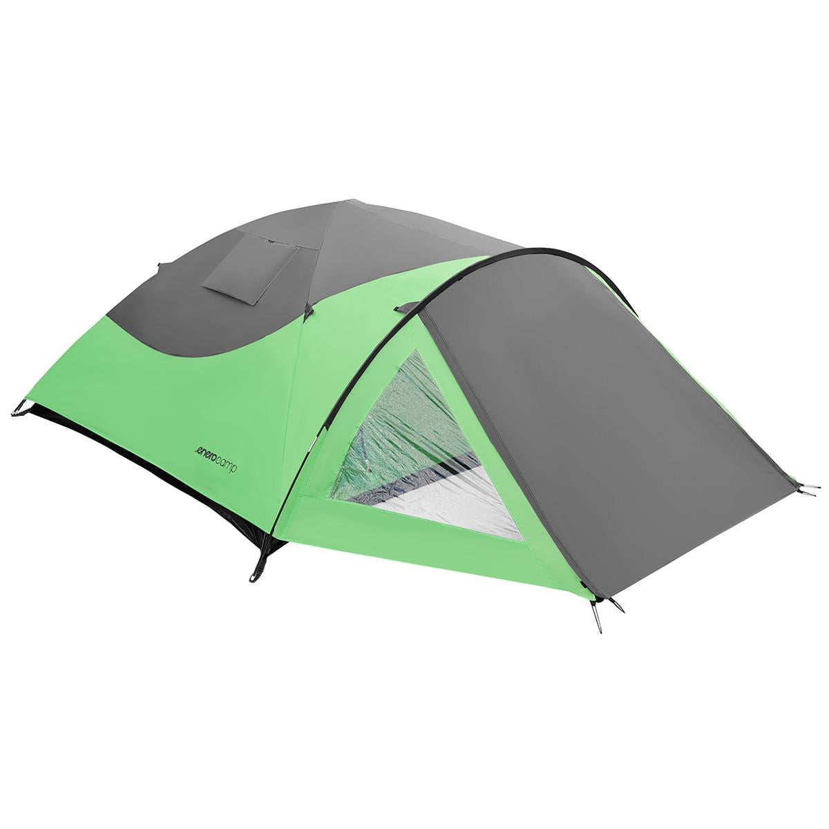 Cort camping 4 persoane cu antreu, protectie UV, impermeabil 3000 mm, 330x250x105 cm, gri