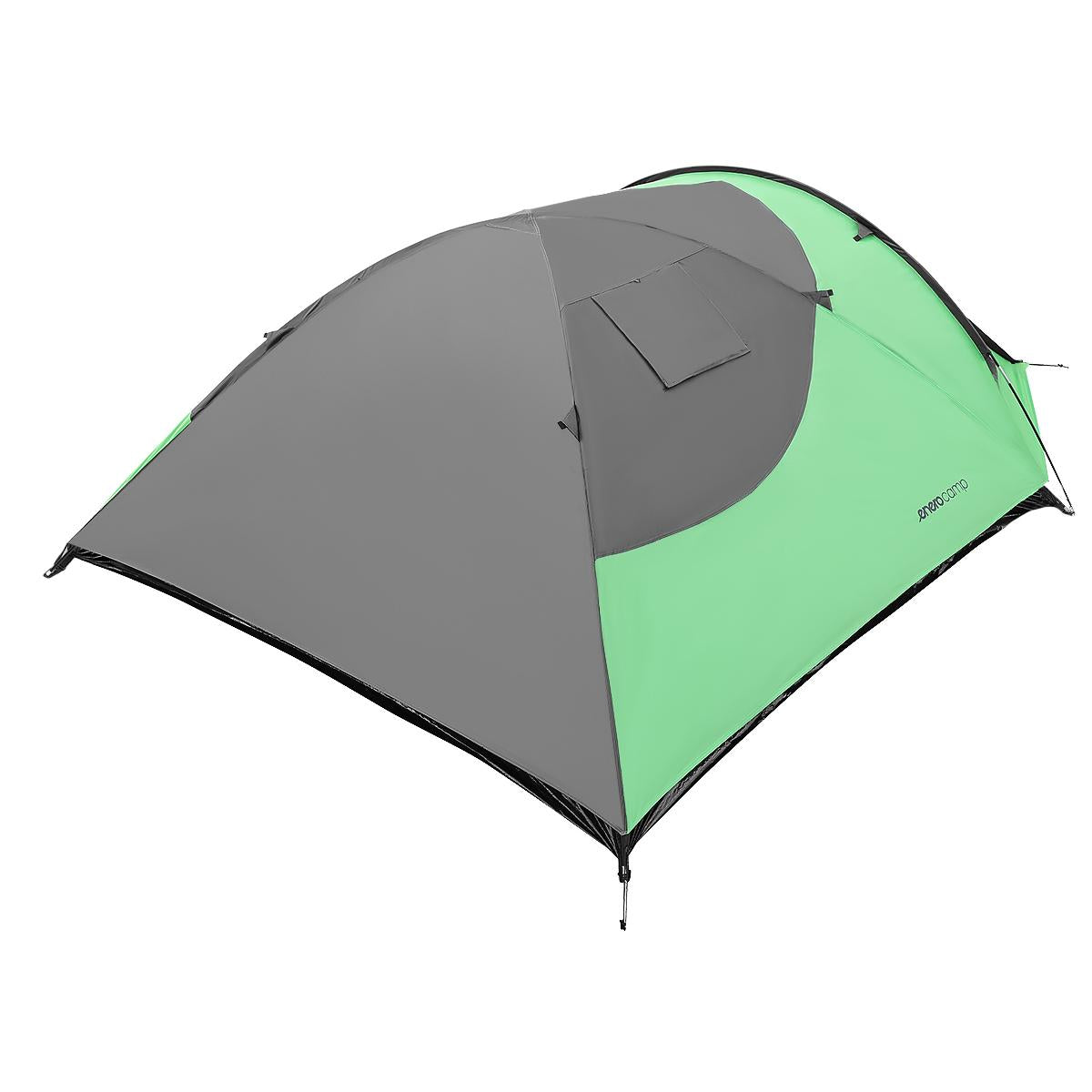 Cort camping 4 persoane cu antreu, protectie UV, impermeabil 3000 mm, 330x250x105 cm, gri