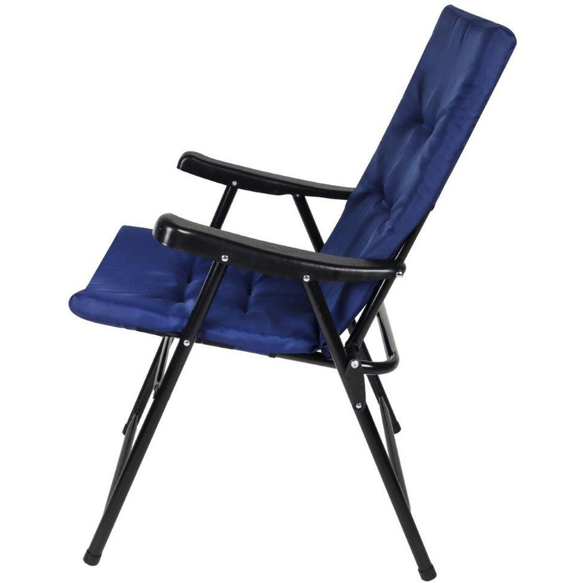Scaun pliabil de gradina cu perna, structura metalica, 59x66x90 cm, albastru