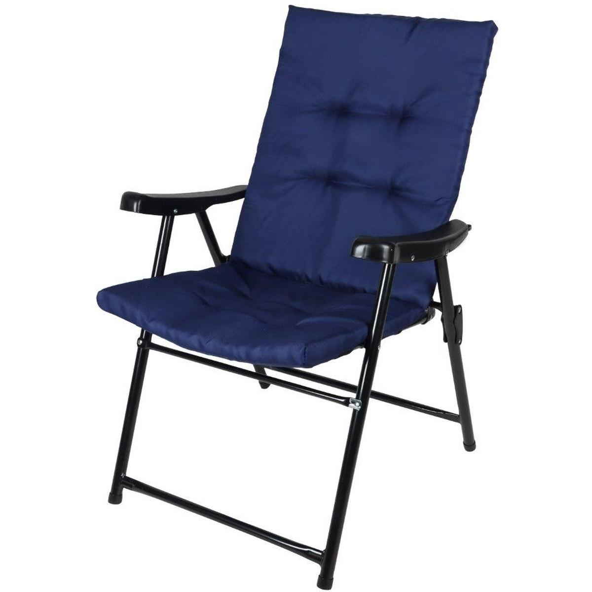 Scaun pliabil de gradina cu perna, structura metalica, 59x66x90 cm, albastru