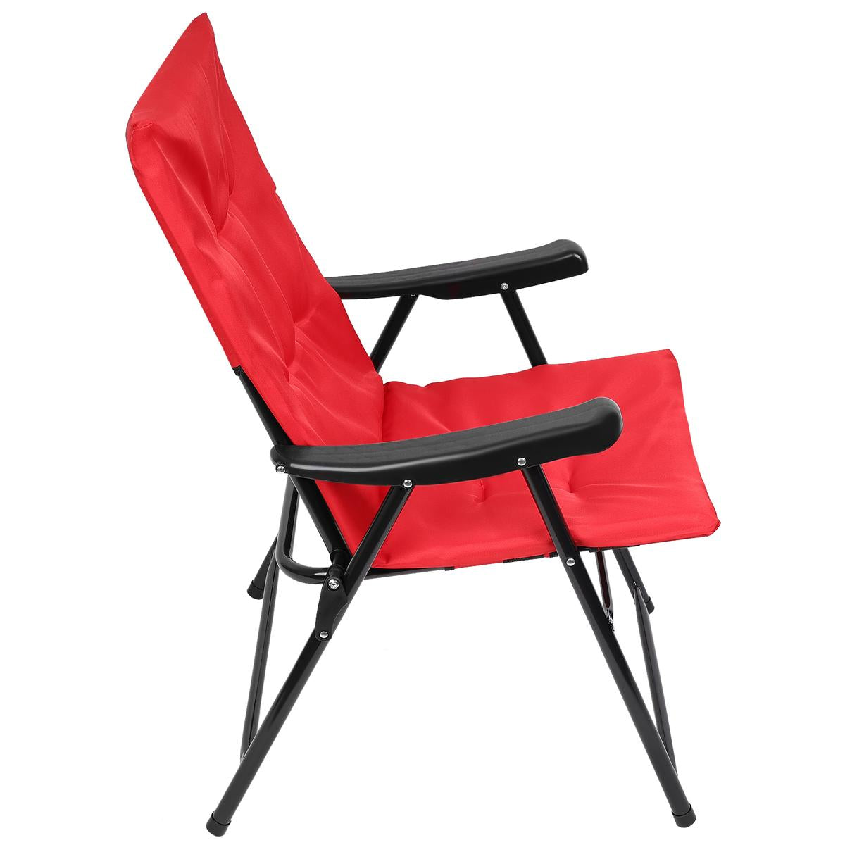 Scaun pliabil de gradina cu perna, structura metalica, 59x66x90 cm, rosu