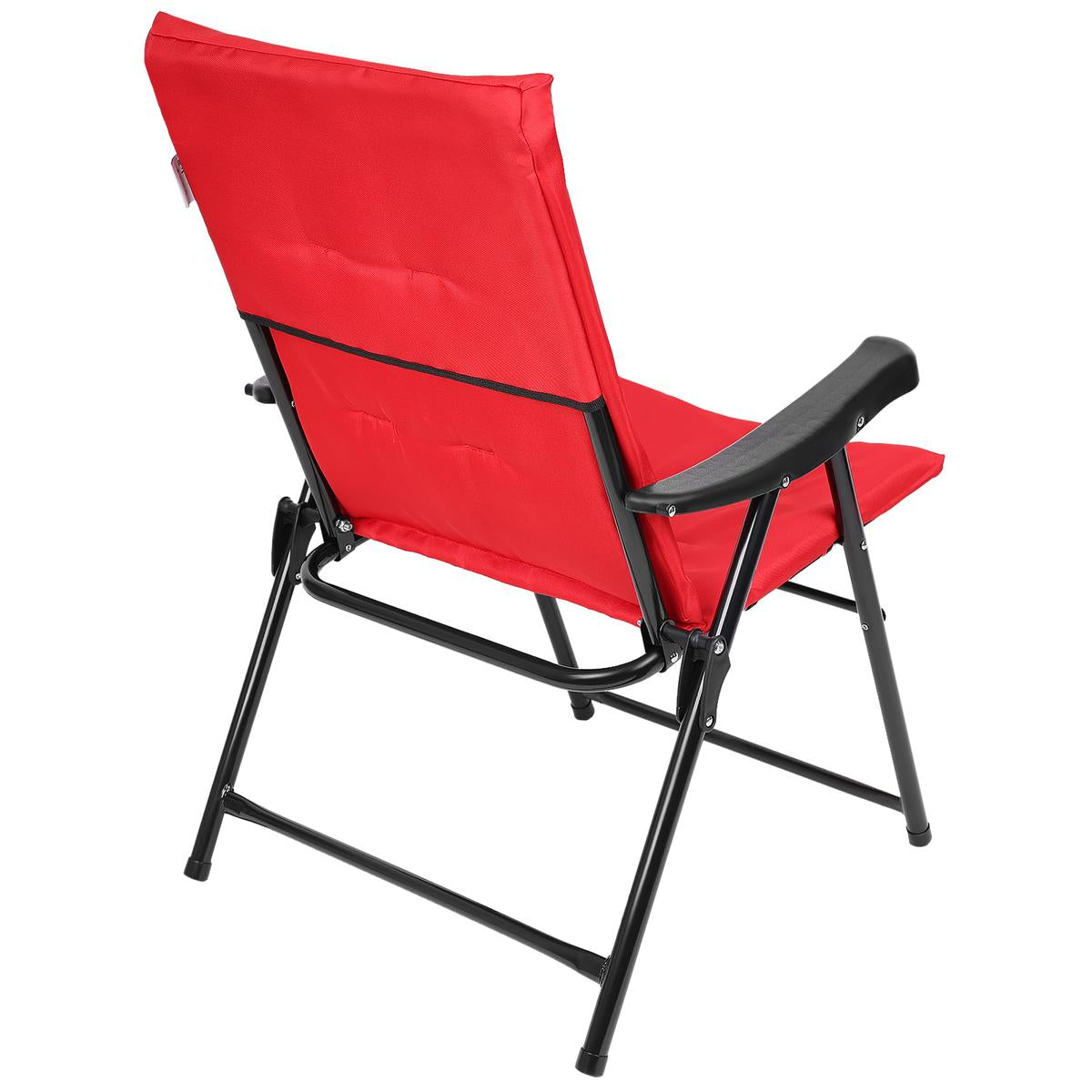 Scaun pliabil de gradina cu perna, structura metalica, 59x66x90 cm, rosu