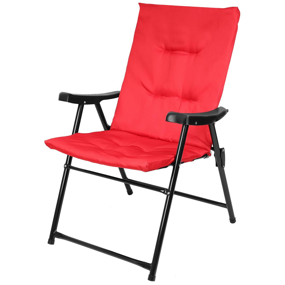 Scaun pliabil de gradina cu perna, structura metalica, 59x66x90 cm, rosu