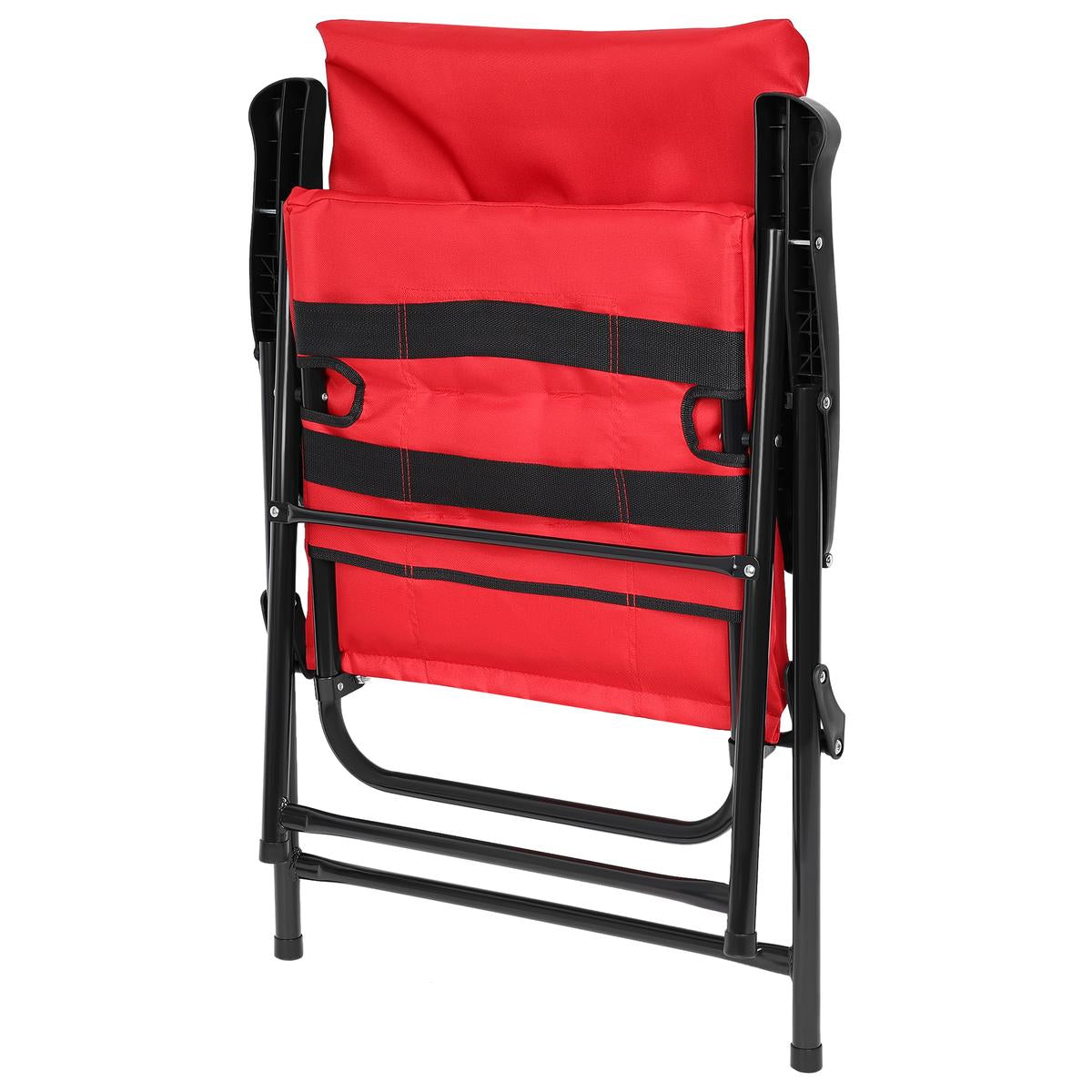 Scaun pliabil de gradina cu perna, structura metalica, 59x66x90 cm, rosu