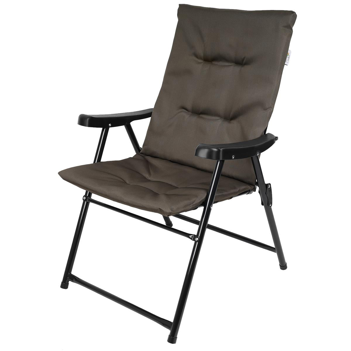 Scaun pliabil de gradina cu perna, structura metalica, 59x66x90 cm, maro
