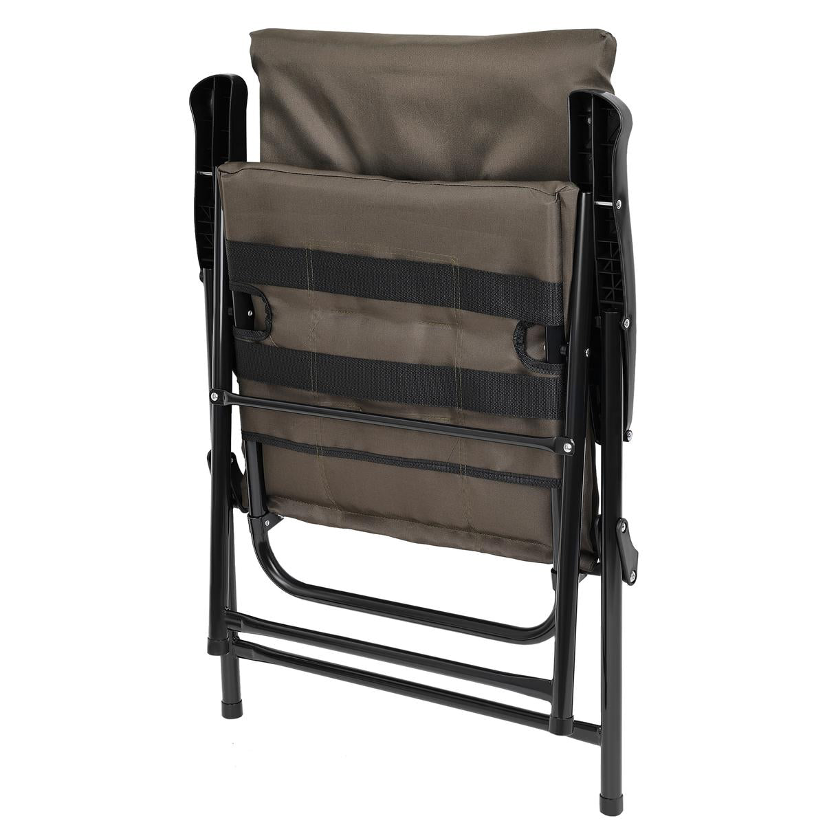 Scaun pliabil de gradina cu perna, structura metalica, 59x66x90 cm, maro