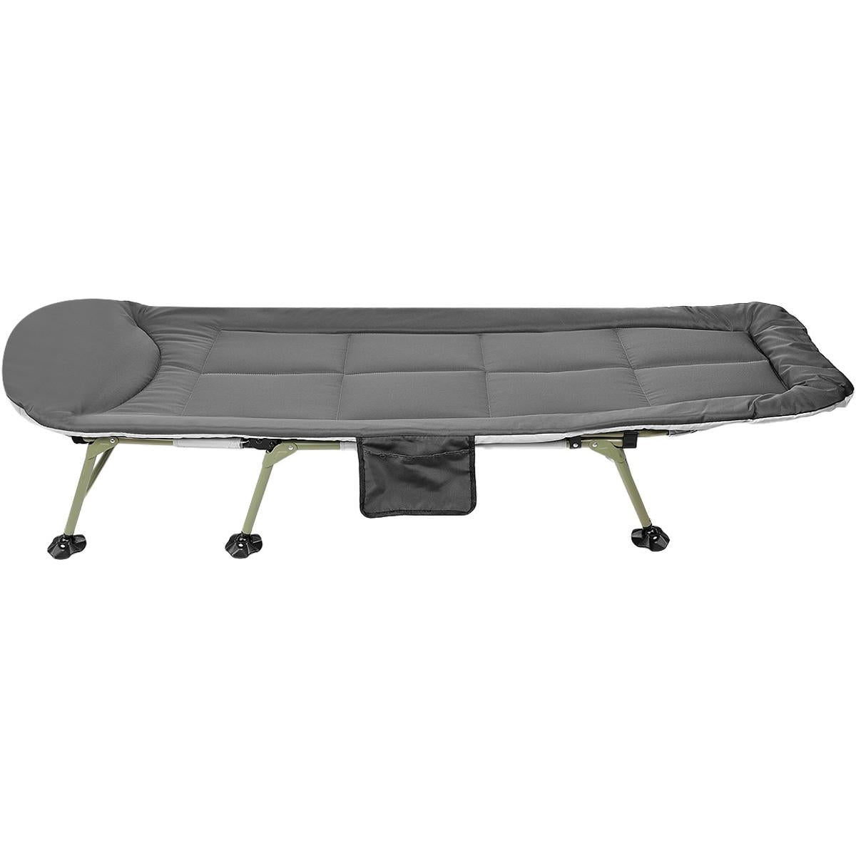 Pat camping turistic, pliabil, Deluxe cu spatar reglabil, maxim 150kg, 190x64x30 cm, gri