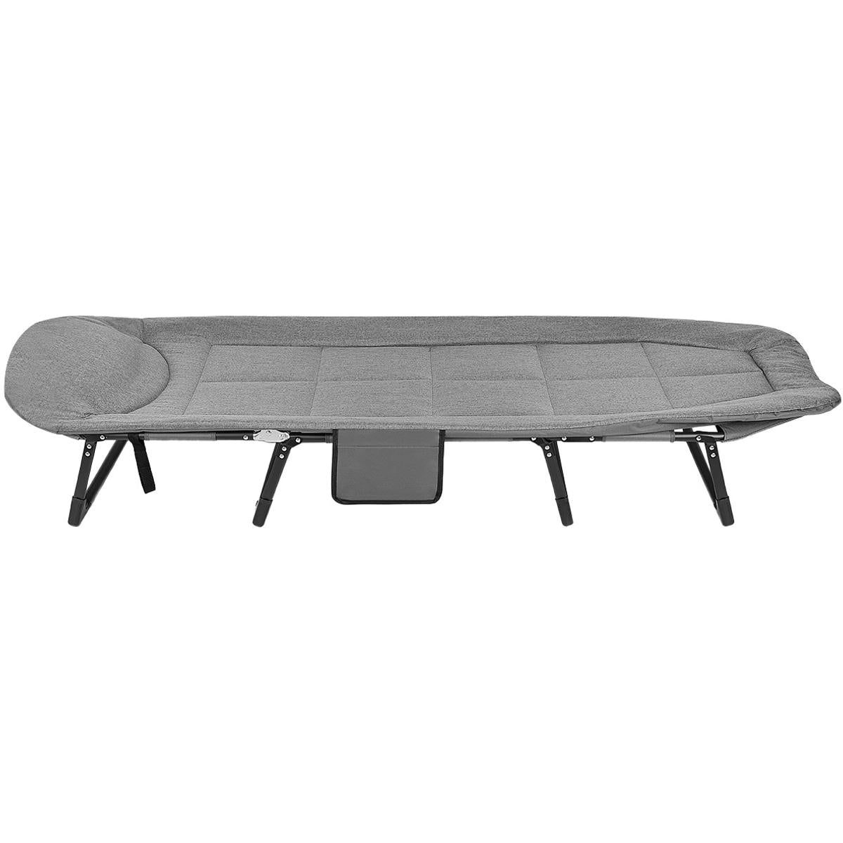 Pat pliabil camping Deluxe Trip cu spatar reglabil tip sezlong, 200x65x29 cm, gri