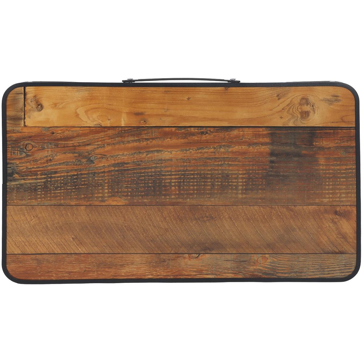 Masuta pliabila camping MDF cu maner, structura aluminiu, 56x34x24 cm, maro