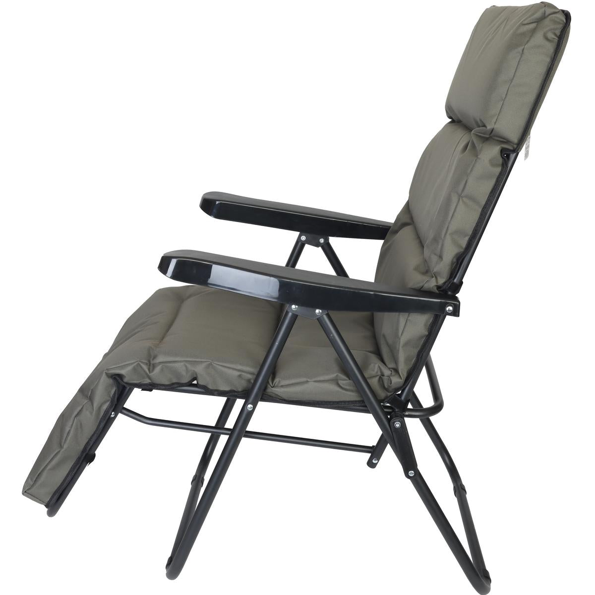 Scaun de gradina cu perna, reglaj pe pozitii, cadru metalic pliabil, 57x83x106 cm, gri