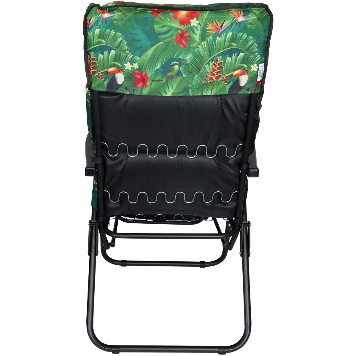 Scaun de gradina cu perna, reglaj pe pozitii, cadru metalic pliabil, 57x83x106 cm, multicolor