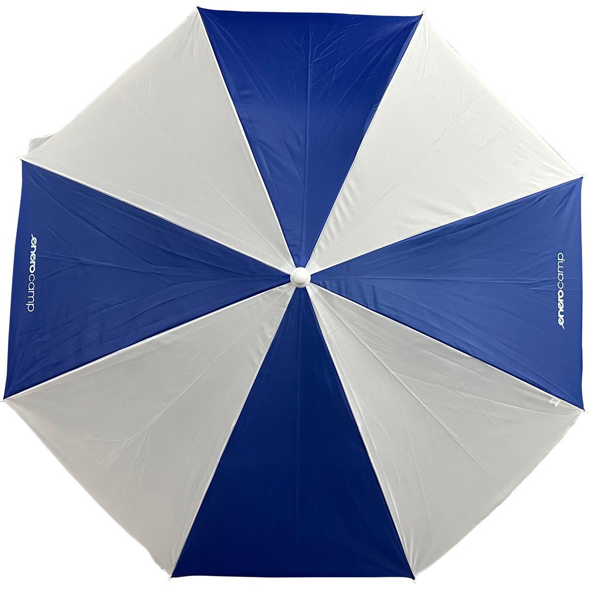 Umbrela plaja sau balcon cu inclinare, tija metalica, 160 cm, alb-albastru