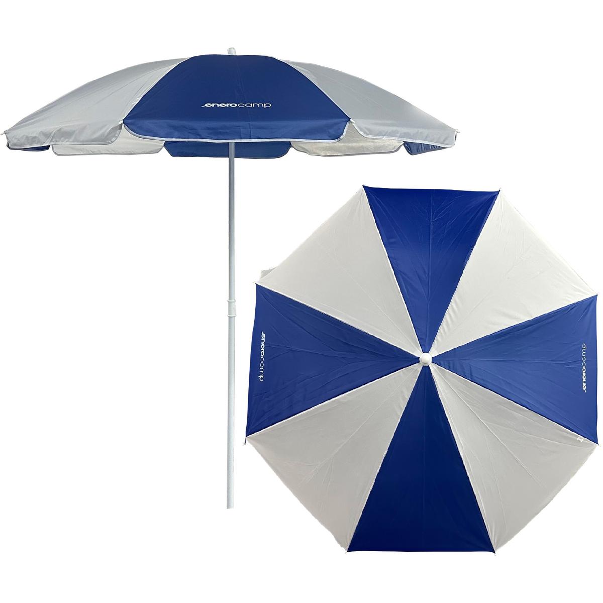 Umbrela plaja sau balcon cu inclinare, tija metalica, 160 cm, alb-albastru